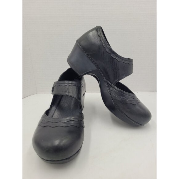 Dansko Harlow Mary Jane Leather Heels Size EU 40 US 9 Black Boho Embellished - Picture 1 of 13